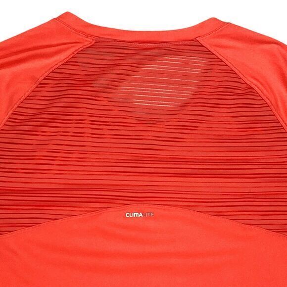 Adidas Climalite Short Sleeve Athletic T Shirt Women M Orange V Neck Running Gym - Picture 5 of 9